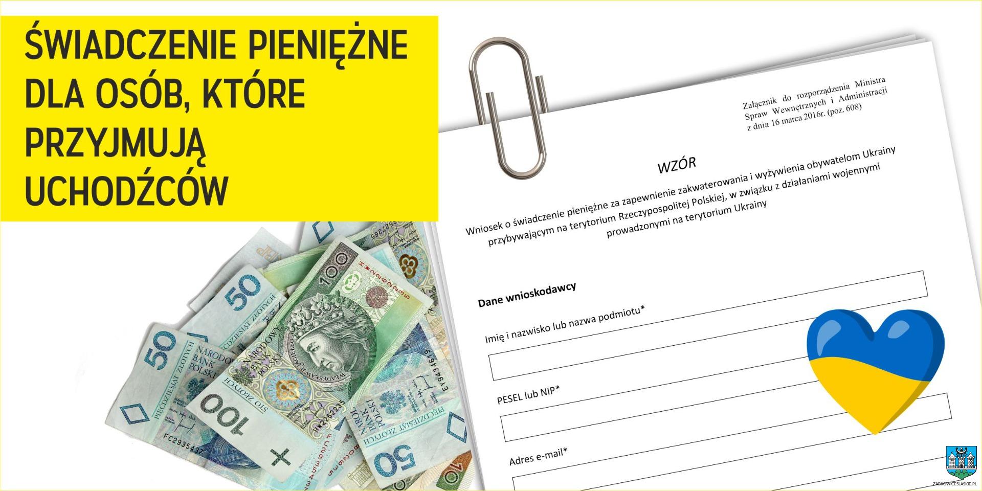Świadczenie pieniężne dotyczące zakwaterowania i wyżywienia obywateli Ukrainy w Polsce – pobierz wniosek