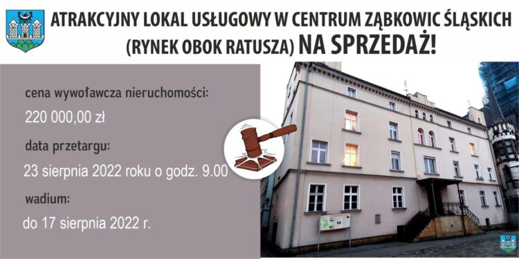Atrakcyjny lokal pod działalność usługową obok ratusza w Ząbkowicach Śląskich – wadium do 17.08.2021 r.
