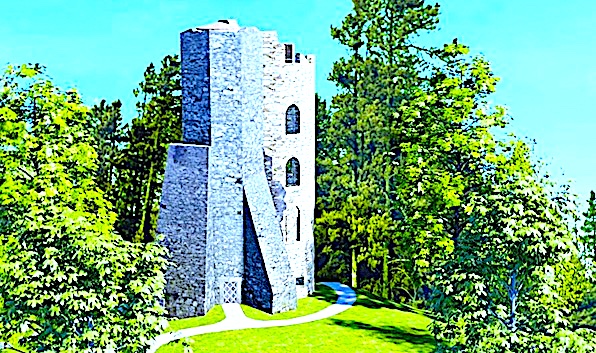 Romantyczna wieża na wzgórzu