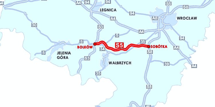 S5 pomiędzy Sobótką a Bolkowem