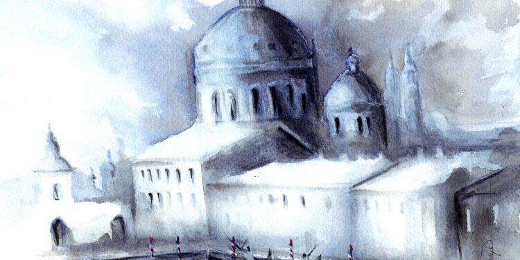 Architektura i natura w akwareli